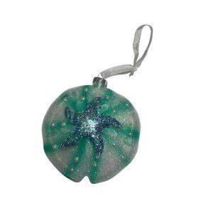 Sand Dollar Christmas Hanging Ornament With Starfish Glass Blown Pier One